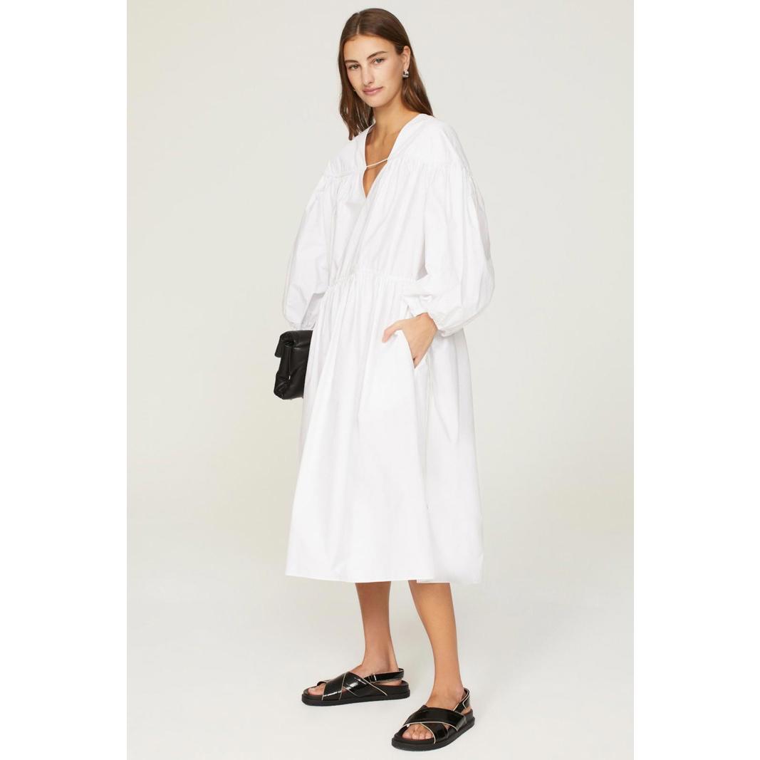 Rosetta Getty X Rtr White Midi Dress Size M With Fabric Tear